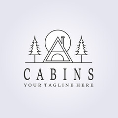 Fototapeta premium simple line cabin logo vector illustration design