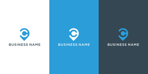 design template letter C with pin location logo vector