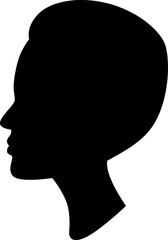 female silhouette in profile. vector on white isolated background. young woman for poster or text. elegant background as well.
