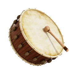 Naklejka premium Ramadan drum and drumstick on transparent background.