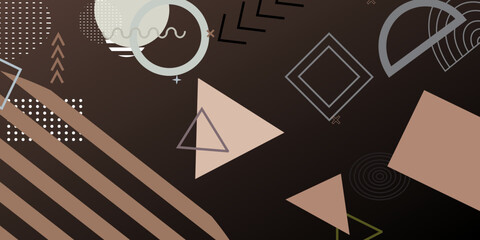 Vector set of abstract geometric cover background with minimal trendy memphis style