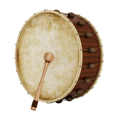 Ramadan drum and drumstick on transparent background. - obrazy, fototapety, plakaty