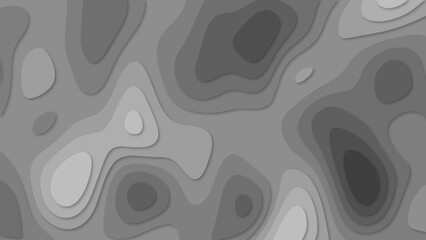 Abstract paper cut style design. Geometric layered curve line grey, white vector, realistic papercut decoration textured with wavy layers. 3d topography relief. Vector topographic illustration