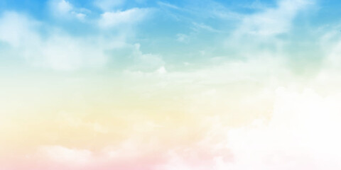 Pastel sky with white clouds. Beautiful sky background and wallpaper. Concept vector illustrator