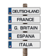 European Union license plates on transparent background.