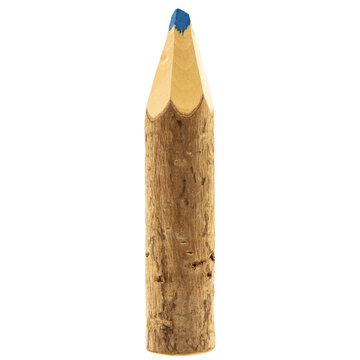 A Single Wooden Blue Pencil, Made Out Of A Branch