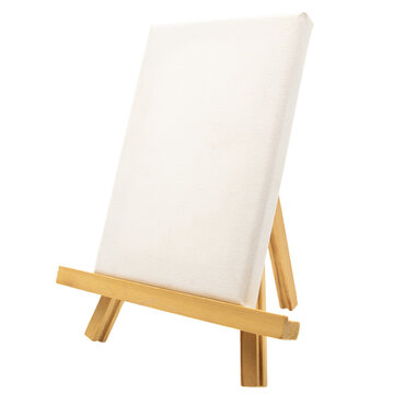one easel with blank canvas