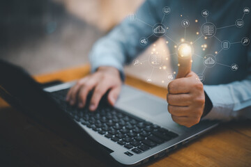 New technology bigdata and business process strategy, automate operation, customer service management, cloud computing, smart industry.Digital transformation change management, internet of things.