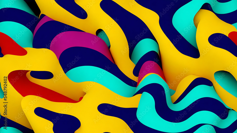 Aufkleber seamless tiling abstract colorful background. repeating pattern of colorful shapes that swirl and fl