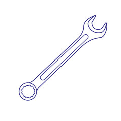 Wrench with a round handle. Tool for repairing machines, furniture, construction. Isolated vector image.