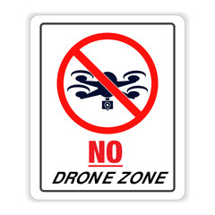 No drone zone sign. No drones icon vector. Flights with drone prohibited. Eps10 vector illustration.