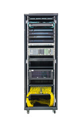network servers in data center isolated on white background