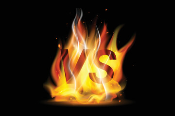 Fototapeta premium Versus realistic fire flame game cover banner