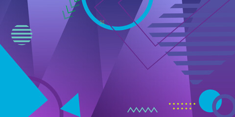 Minimal geometric background. Dynamic shapes composition. purple memphis Vector illustration