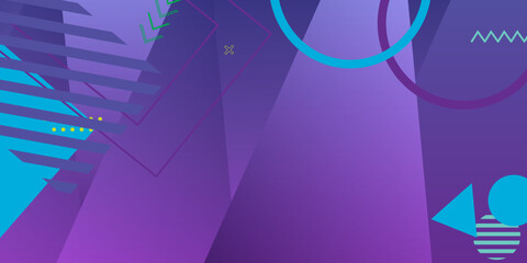 Minimal geometric background. Dynamic shapes composition. purple memphis Vector illustration