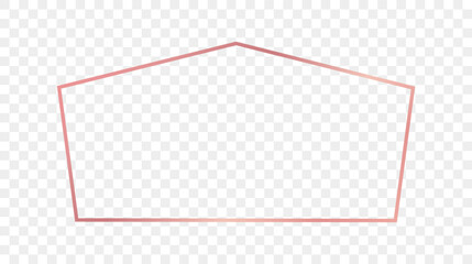 Rose gold glowing tetragon shape frame