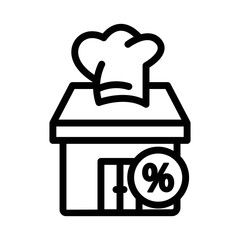 Restaurant icon illustration with Percent. line icon style. suitable for discount icon. icon related to e-commerce. Simple vector design editable. Pixel perfect at 32 x 32