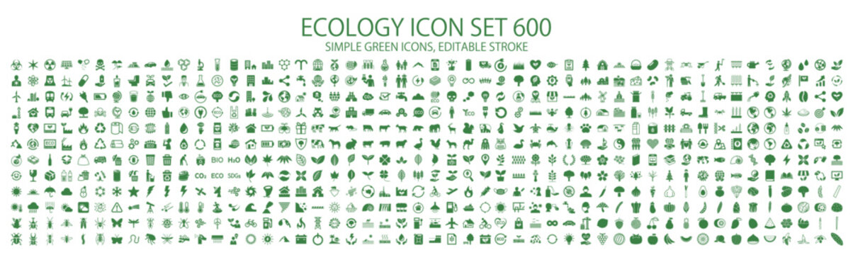 Green icon set 600 related to ecology and nature