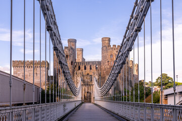 Fototapeta premium Conwy Castle, the awesome landmark medieval fortress in Wales, UK captured n the morning