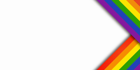 Abstract geometric red, orange, yellow, green, blue and purple ribbon lgbtq color isolated white background. Lgbt Pride History Month color background with copy space for text. Vector illustration