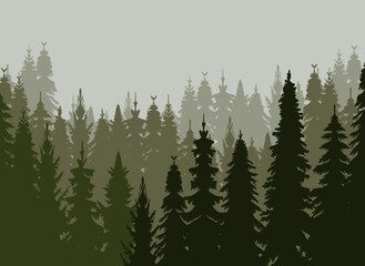 silhouette forest, nature design vector isolated