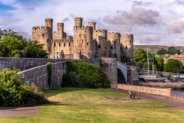 Fototapeta na wymiar Conwy Castle, the awesome landmark medieval fortress in Wales, UK captured n the morning
