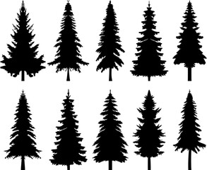 silhouette black forest set design vector isolated