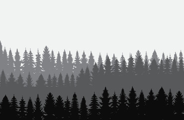 silhouette forest, nature design vector