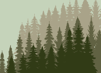 silhouette green forest , nature design vector isolated