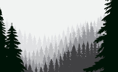 silhouette black forest , nature design vector
