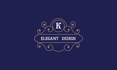 Elegant monogram template with initial K. Sign for restaurant, jewelry, boutique, cafe, hotel, heraldry.