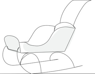 sled sketch, continuous line drawing, vector