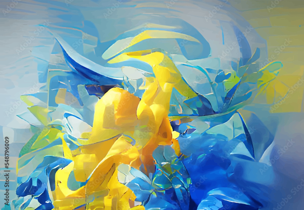 Wall mural abstract background modern futuristic graphic. yellow, blue chaotic background.