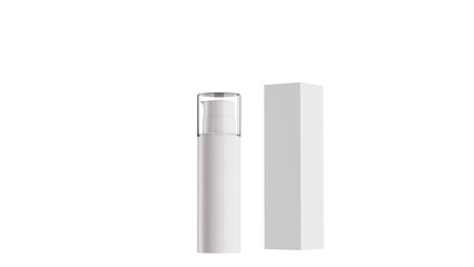 White Cosmetic Bottle With Pump and Product Box 3D Illustration Blank Mockup