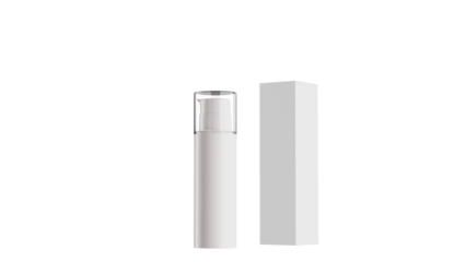 White Cosmetic Bottle With Pump and Product Box 3D Illustration Blank Mockup