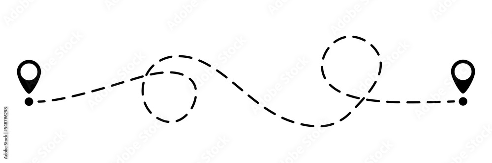 Poster pin map dotted line. navigation pointers. destination sign. vector illustration isolated on white.