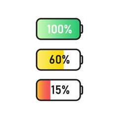 battery icon vector, battery charge level mobile phone system gradient color on white background. for app ui banner logo website design