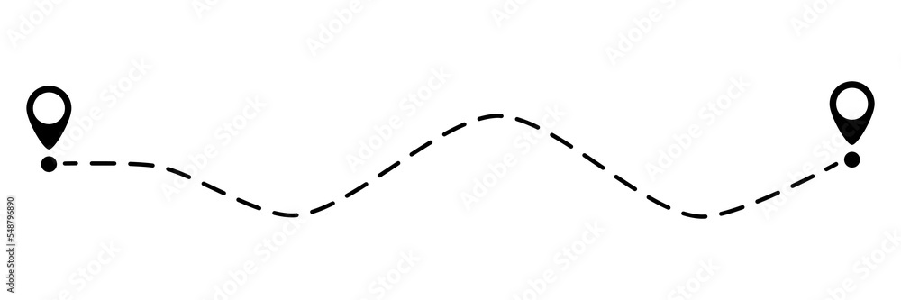 Poster pin map dotted line. navigation pointers. destination sign. vector illustration isolated on white.