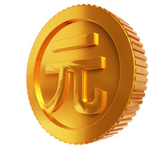 renminbi gold coin symbol 3d render design