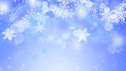 White snowflake Bokeh backgrounds  on blue backgrounds in Christmas Holiday  , illustration wallpaper