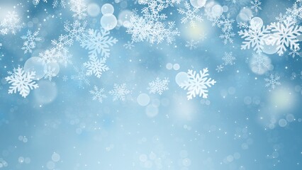 Obraz na płótnie Canvas White snowflake Bokeh backgrounds on blue backgrounds in Christmas Holiday , illustration wallpaper