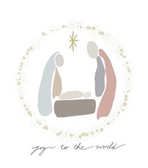Christmas Birth of Jesus, Virgin Mary And Saint Joseph. Merry Christmas concept with holy family design