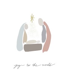 Christmas Birth of Jesus, Virgin Mary And Saint Joseph. Merry Christmas concept with holy family design