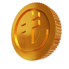 gold coin lyra symbol 3d render design