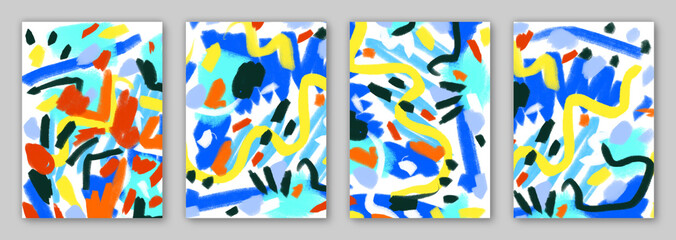Abstract graffiti poster set - Colorful painting art background set