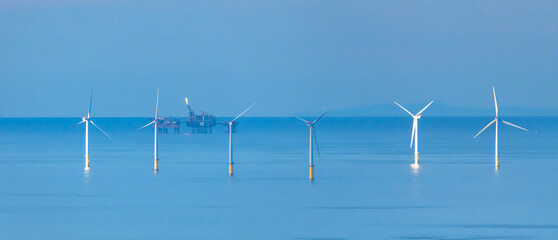 Environmental renewable energy park on the sea in Wales, UK