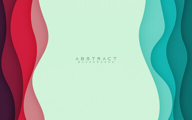 Abstract colorful wavy background papercut style with line texture
