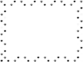 イラスト素材:かわいい足跡のフレーム(黒)