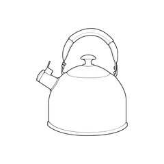 Kettle line vector art. Teapot logo. Kettle with handle isolated on white background. Kettle in line art style vector icon.