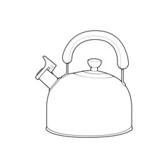 Kettle line vector art. Teapot logo. Kettle with handle isolated on white background. Kettle in line art style vector icon.